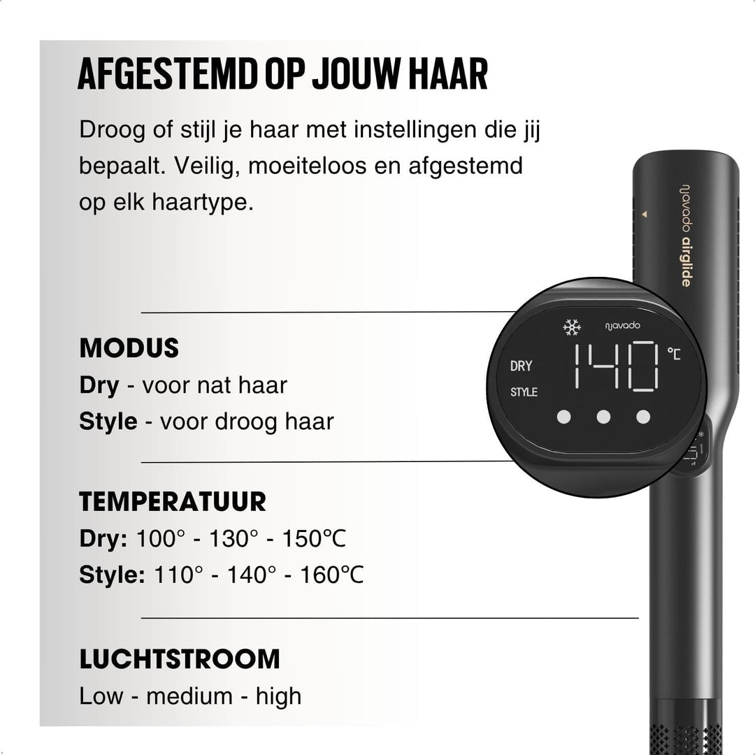 Airglide Airstraight - Glätteisen Wet-to-Dry - Haartrockner & Haarglätter 2-in-1 - Coldshot - Altern