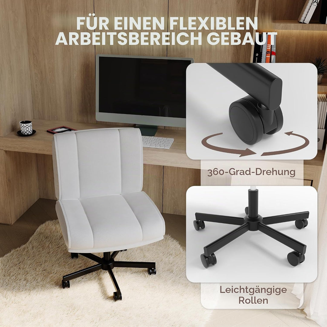 GarveeHome Bürostuhl ohne Armlehnen, höhenverstellbarer Drehstuhl mit Rückenlehne, ergonomisch, PU-S