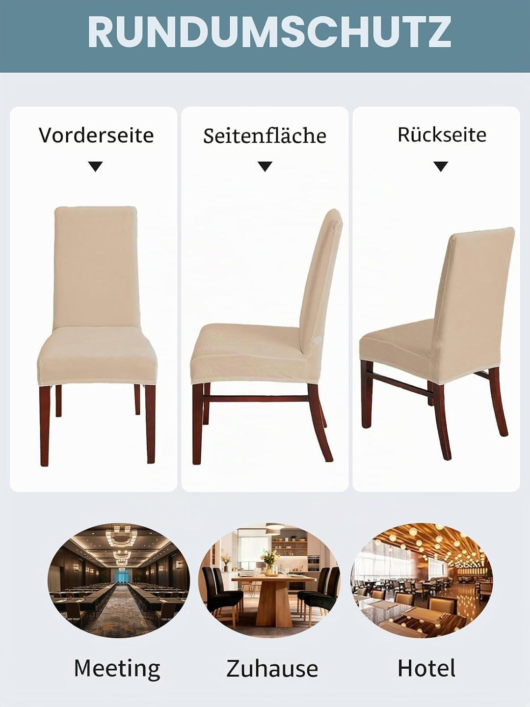 LANSHENG Stuhlhussen 2er Set, Universelle Abnehmbare Waschbar Samt Stuhlhussen, Universale Stretch E