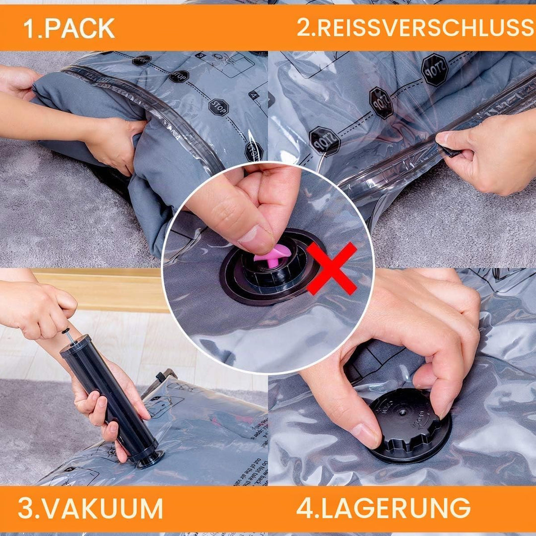 Vakuumbeutel für Kleidung, Bettdecken, Kissen & Matratzen | Platzsparende Aufbewahrungsbeutel, Luftd