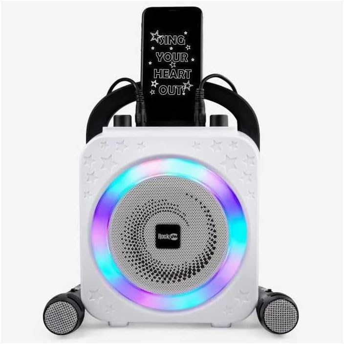 Rockjam 10-Watt-Wiederaufladbare Bluetooth-Karaoke-Maschine mit zwei Mikrofonen, Sprachauswirkungen