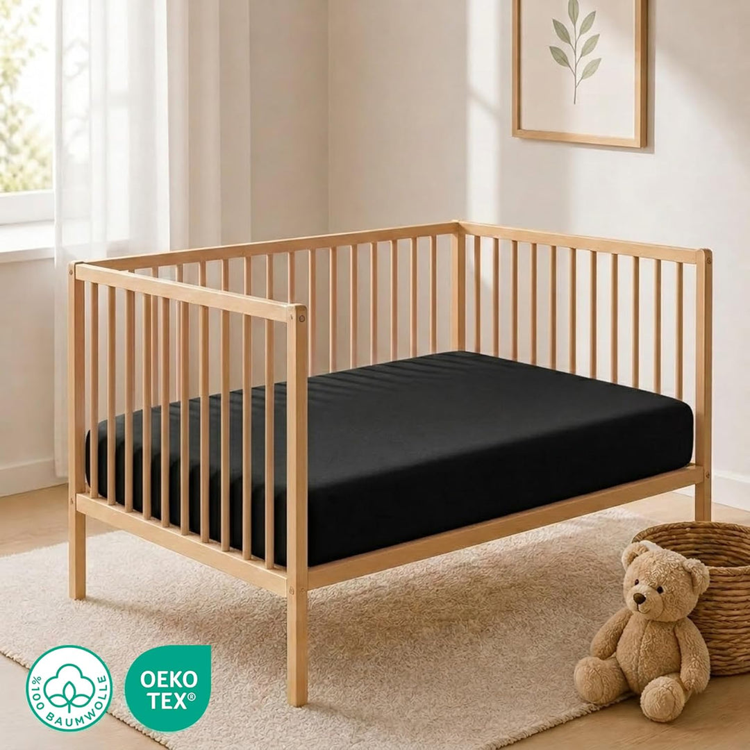Buymax® Spannbettlaken 70x140cm Doppelpack 100% Baumwolle Kinderbett Spannbetttuch Baby Bettlaken Je