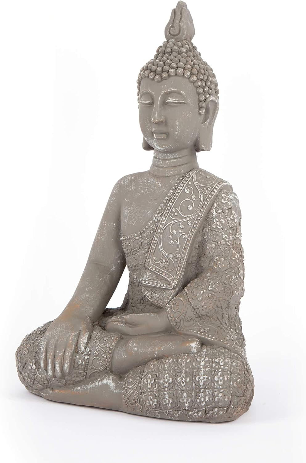 K&L Wall Art Grosse Buddhastatue Beton Grau Kunststein Buddha Feng Shui Deko Figur Garten Statue fro