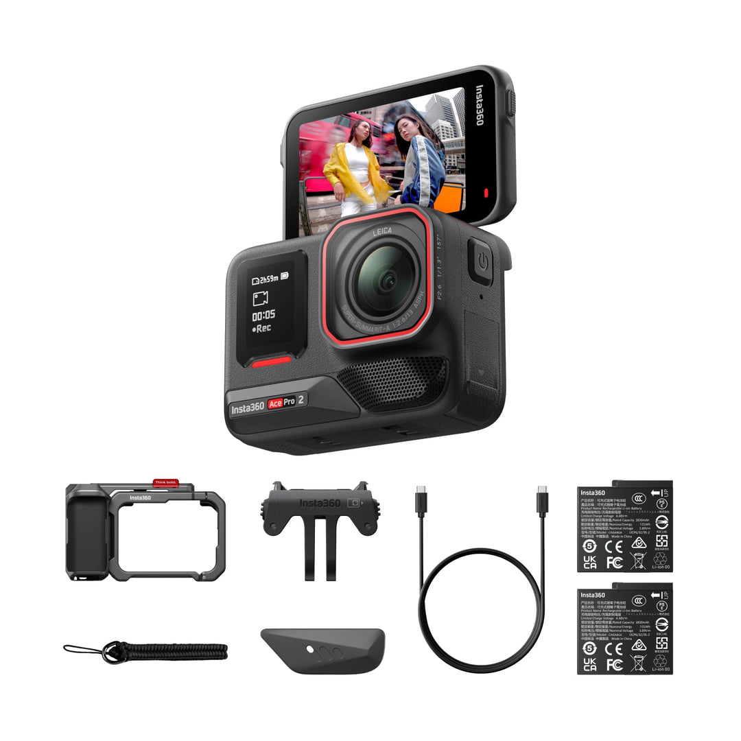 Insta360 Ace Pro 2 Xplorer Bundle Schiefergrau – wasserdichte 8K Action-Kamera mit Leica entwickelt,