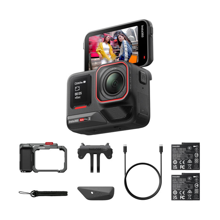 Insta360 Ace Pro 2 Xplorer Bundle Schiefergrau – wasserdichte 8K Action-Kamera mit Leica entwickelt,