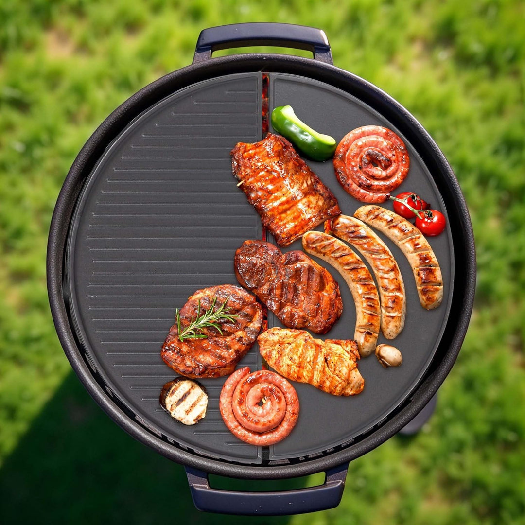Wiltec 2x Gusseisen Grillplatte 49,8 x 24,3 x 1,5 cm, Gusseisenplatte für Grill mit guter Hitzespeic