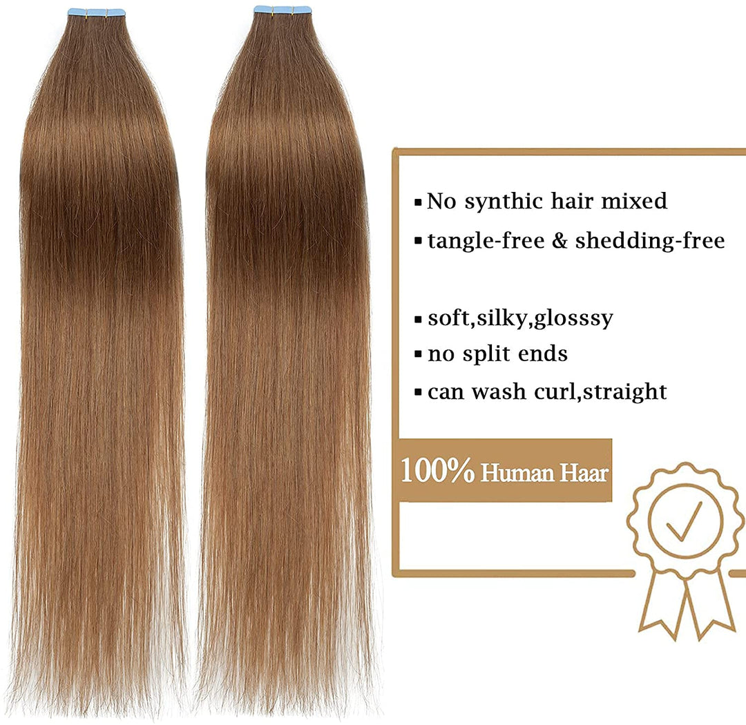 SEGO Tape in Extensions Echthaar 40 PCS 100g Haarverlängerung Klebeband Haarteil 100% Remy Human Haa