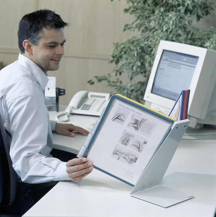 Durable Tisch-Sichttafelsystem (Vario Table 10, mit 10 Sichttafeln A4) mehrfarbig, 557000 Tisch 10 T