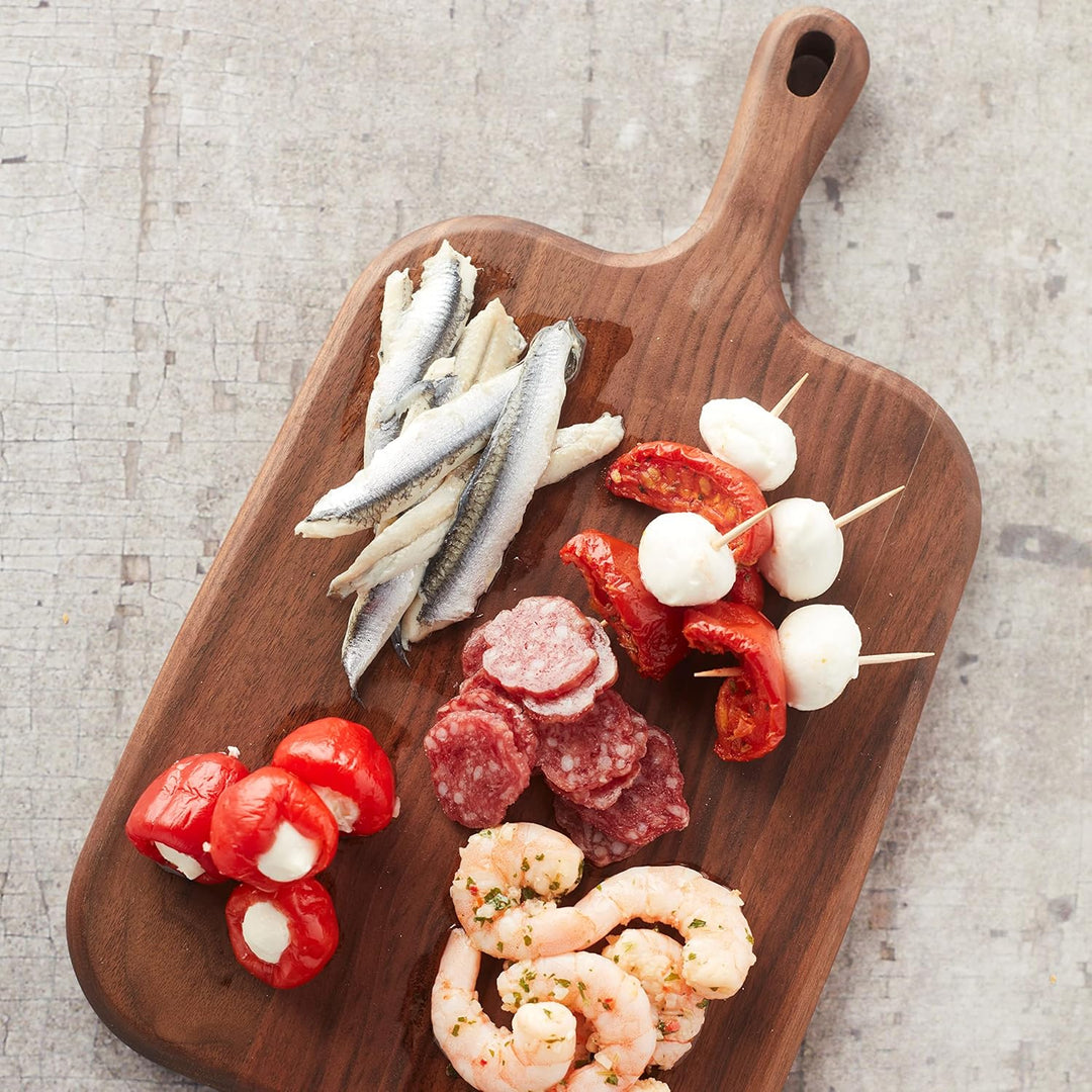 Point-Virgule Servierbrett aus Walnussholz mit Griff, perfekt zum Servieren von Vorspeisen und Käse,