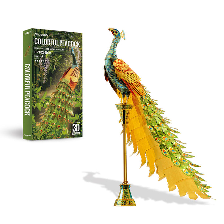 Piececool 3D Puzzle Metall, Pfau für Modellbausatz Erwachsene, 3D-Puzzles zu Bauen, BAU, Bastel-Kits