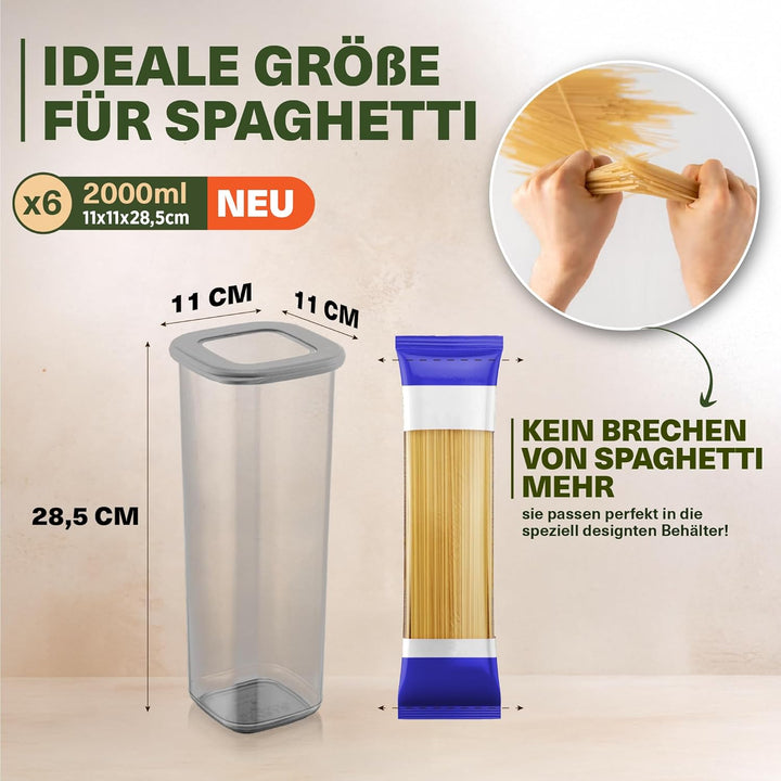 Vorratsdosen mit Deckel Luftdicht, 6er Vorratsbehälter Set BPA-Frei, Vorratsdose zur Müsli Mehl Aufb