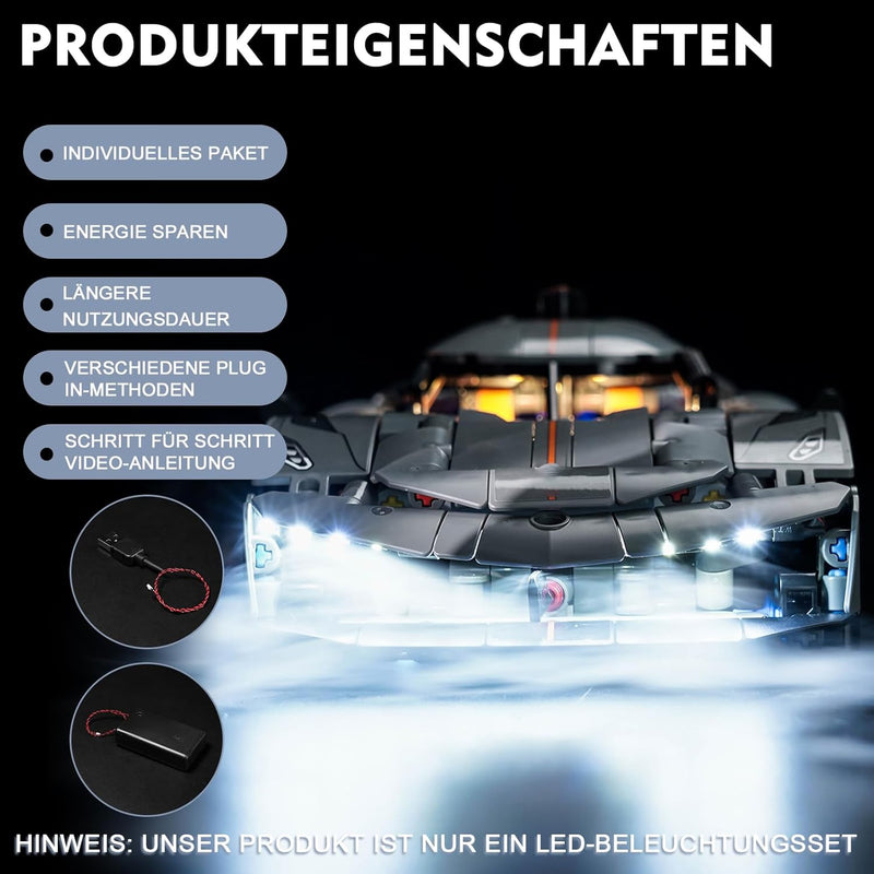 Led Licht Set Kompatibel mit Lego Technic Koenigsegg Jesko Absolut Grey Hypercar (Kein Modell), Deko