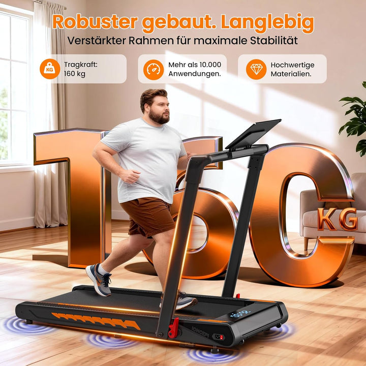 Laufband für Zuhause mit Bluetooth Lautsprecher, 6 in 1 12km/h Walking Pad Laufband mit 10% Steigung