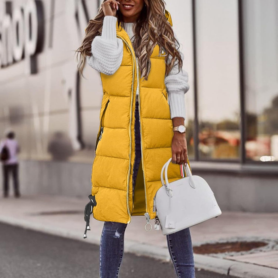Chanpning Weste Damen Lang Winter Plus Size Long-Steppweste Lässige Pufferjacke Oversize Steppweste