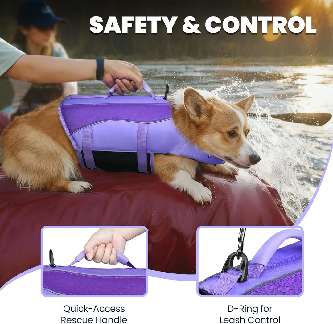 VIVAGLORY Front Float Schwimmweste Hund, Hundeschwimmweste für Bootfahren, Schwimmweste with Kopfstü