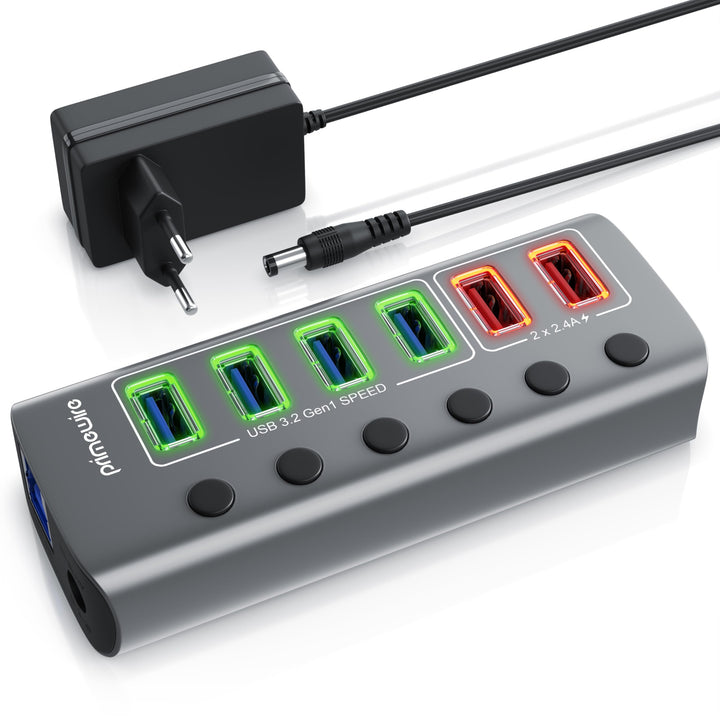 CSL - USB 3.2 Gen.1 6 Port Hub aktiv schaltbar – mit Netzteil - 4 x USB 3.2 Gen1, 2X USB 3.0 mit sma