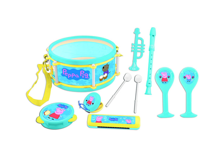 Lexibook, Peppa Pig, Set mit 7 Musikinstrumenten (Trommel, Maracas, Kastagnette, Mundharmonika, Bloc