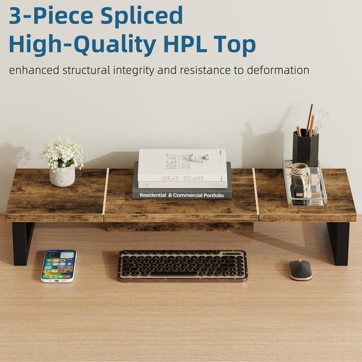Bildschirmerhöhung 2 Monitore, 91x26cm Monitor Erhöhung Schreibtisch Monitorständer Holz Computer Mo