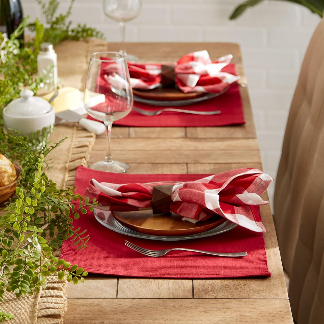 DII Basic Everyday Gerippte Tischset 100% Baumwolle Tischset 13x19 Kardinalrot 6-teilig Rot (Cardina