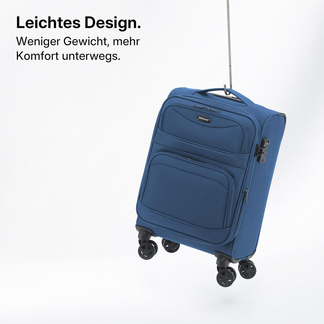 Stoffkoffer erweiterbar mit Frontfächern,15% Extra-Volumen, TSA-Schloss, 360° Doppelrollen & verdeck