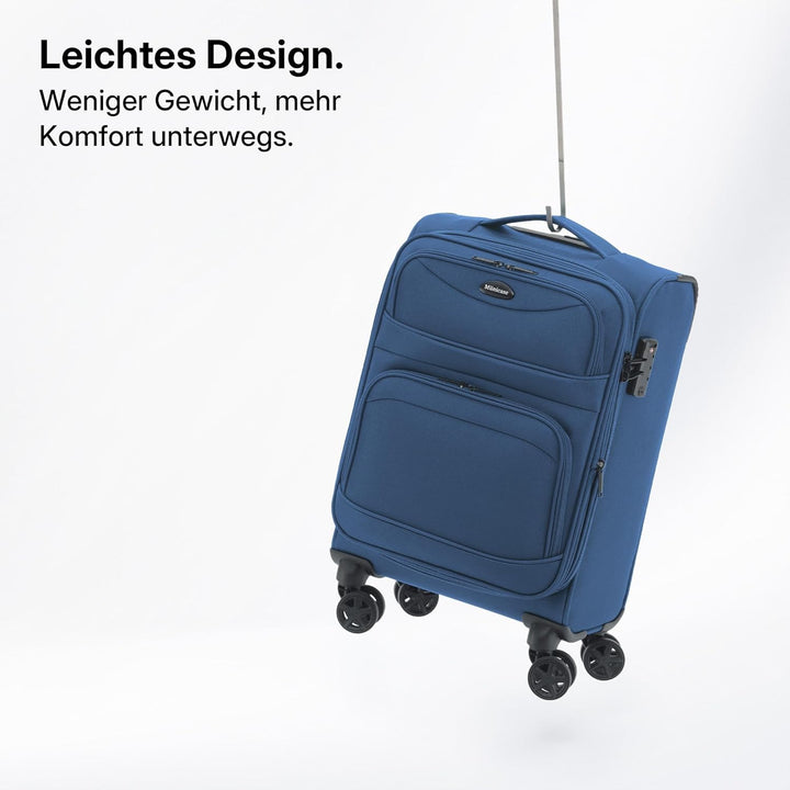 Stoffkoffer erweiterbar mit Frontfächern,15% Extra-Volumen, TSA-Schloss, 360° Doppelrollen & verdeck