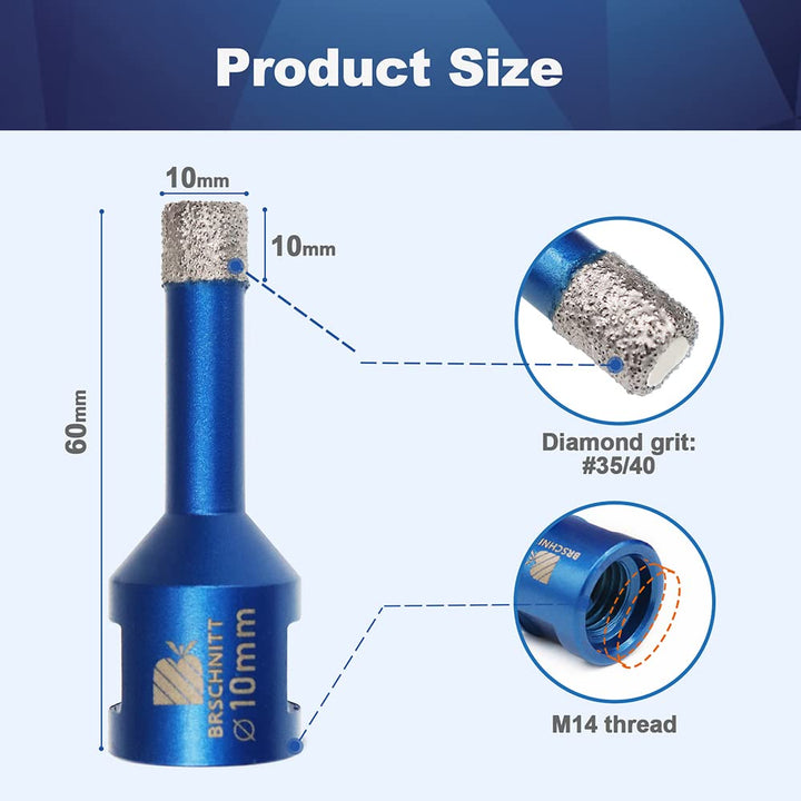 Diamant Fliesenbohrer 10mm - 5 stücke M14 Diamantbohrer Lochsäge für Fliesen Porzellan Keramik Marmo