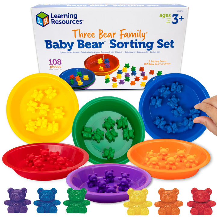 Learning Resources LER0739 BABY BEAR SORTING SET-102 BEARS 6 FARBEN 6 BOWLS