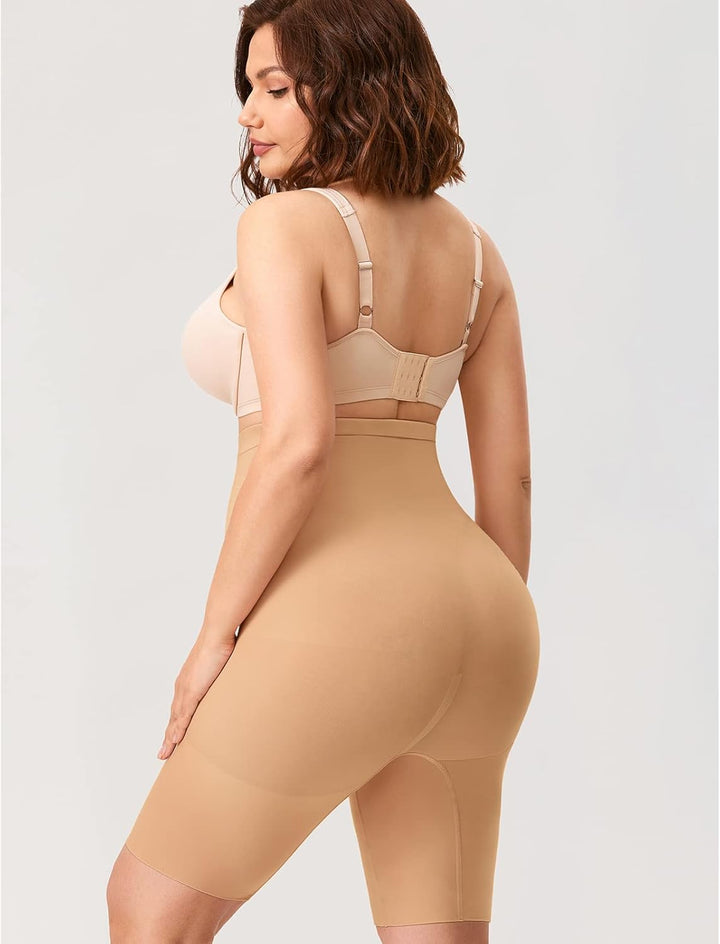 DELIMIRA Damen Miederhose mit Bein Miederpants Hohe Taille Bauch Weg Formender 46-48 Natürlich, 46-4