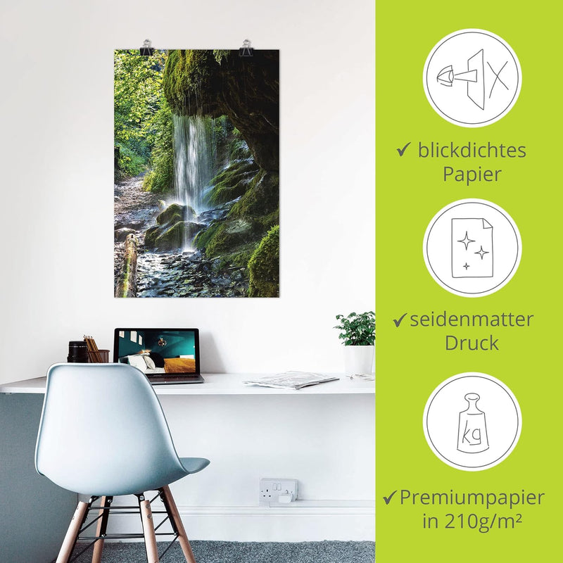 ARTland Poster Kunstdruck Wandposter Bild ohne Rahmen 60x90 cm Hochformat Wald Wasserfall Fluss Urwa