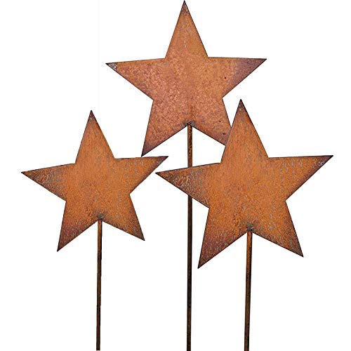 Bornhöft Gartenstecker 3er Set Sterne aus Edelrost Metall Rost Gartendekoration Weihnachten rostige