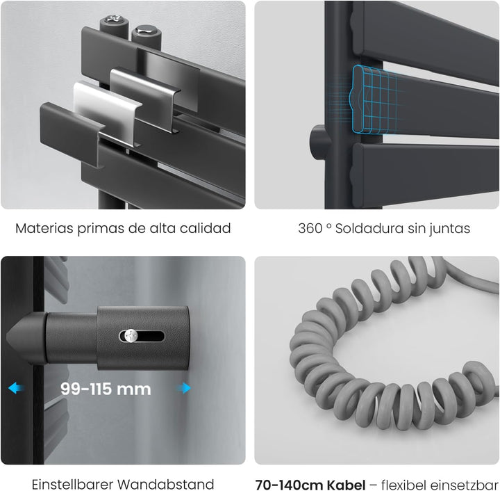 Heilmetz Badheizkörper Elektrisch Heizkörper Bad mit WiFi Digitalem Thermostat Handtuchheizkörper mi