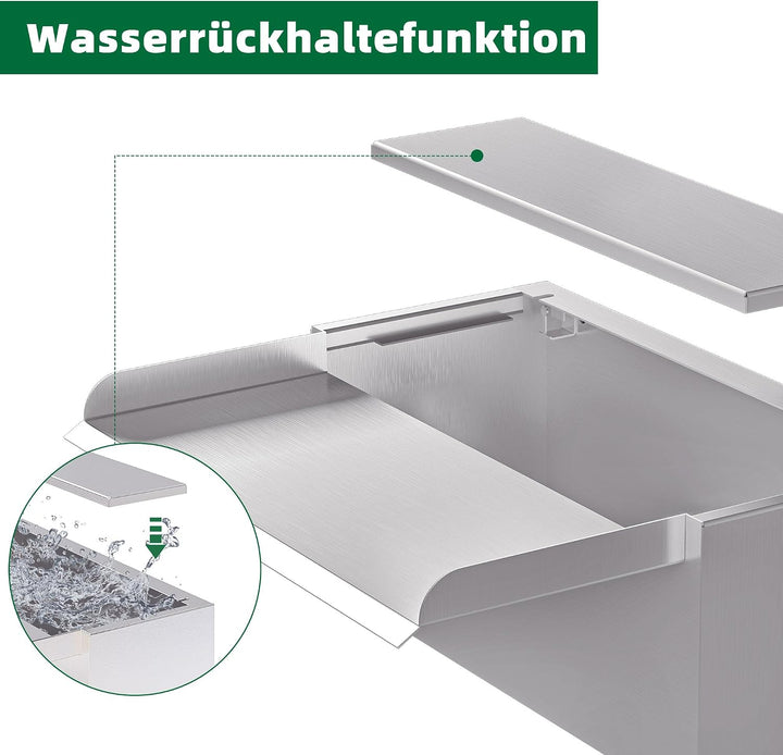 30cm Edelstahl Teich Wasserfall Blade Set,12.2cm breit Edelstahl Teich Brunnen mit Armaturen,Dual In