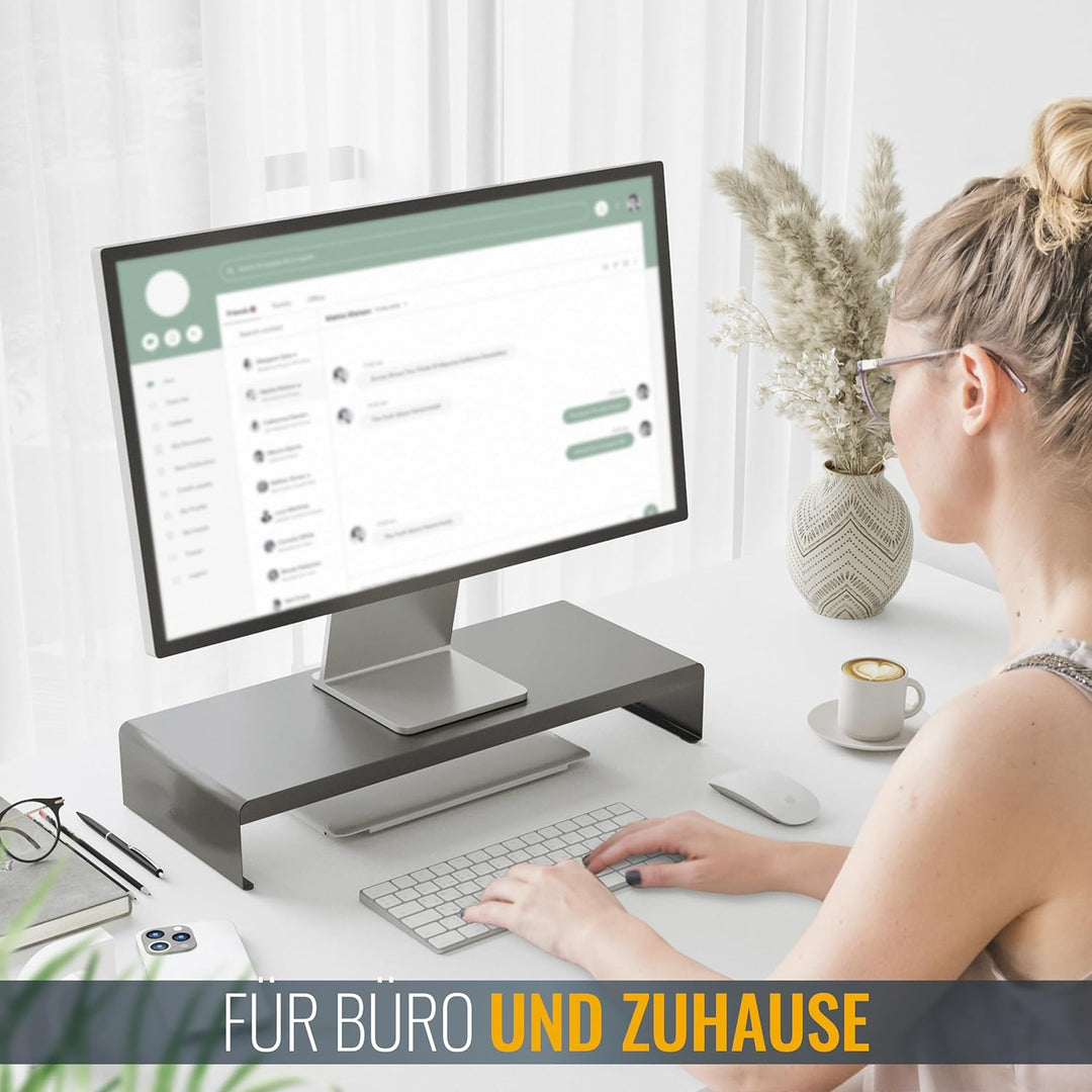 RICOO Monitorständer Schreibtisch, Modern, FS0121, Matt Schwarz, Bildschirmständer Laptop, Hoch, TV,