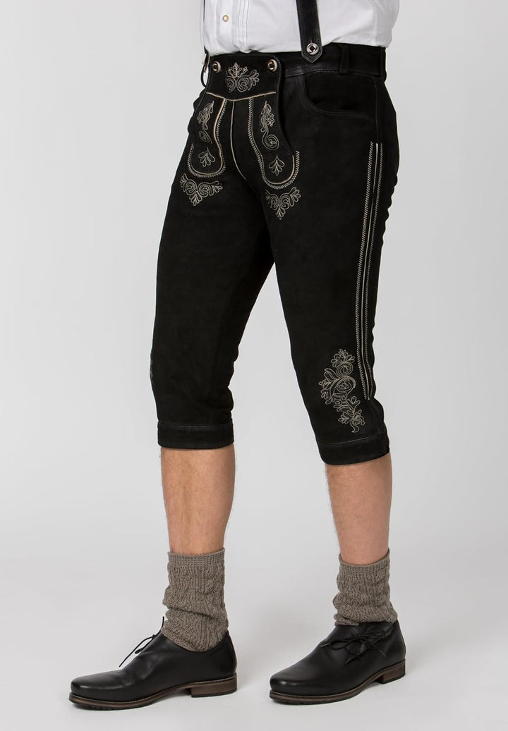 Stockerpoint Herren Trachtenlederhose Justin4 46 Schwarz Gespeckt, 46 Schwarz Gespeckt