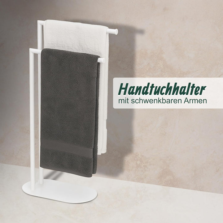 Relaxdays Handtuchständer, HxBxT: 78,5 x 38,5 x 17 cm, Metall, 2 Stangen, stehender Handtuchhalter,