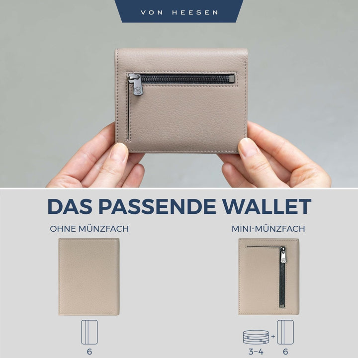 VON HEESEN Leder Geldbörse Herren mit Münzfach & RFID Schutz I Echtleder Geldbeutel für Männer & Dam
