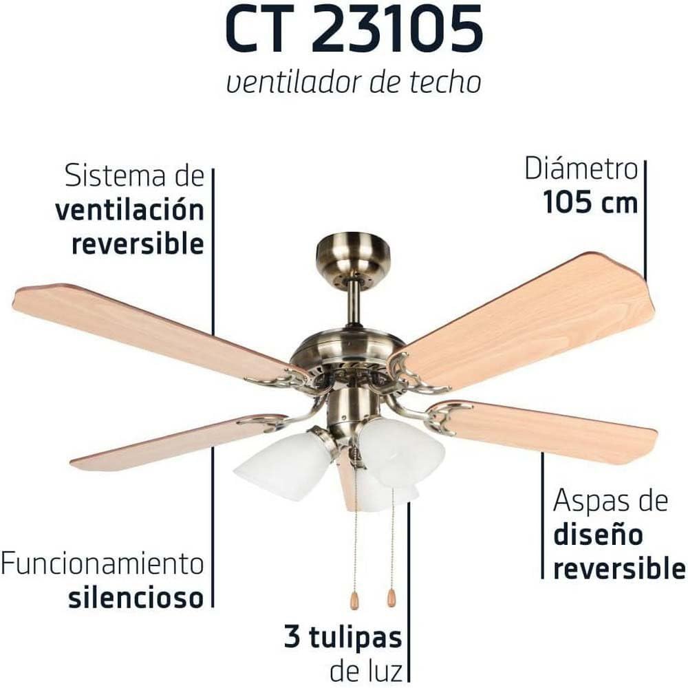Orbegozo CT 23105 Deckenventilator Oro, Madera, Oro, Madera