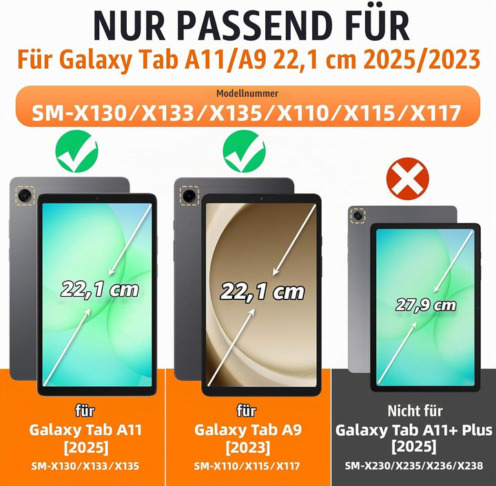SEYMAC stock Hülle für Samsung Galaxy Tab A11/A9 8,7 Zoll 2025/2023, Stossfeste Hülle mit Displaysch