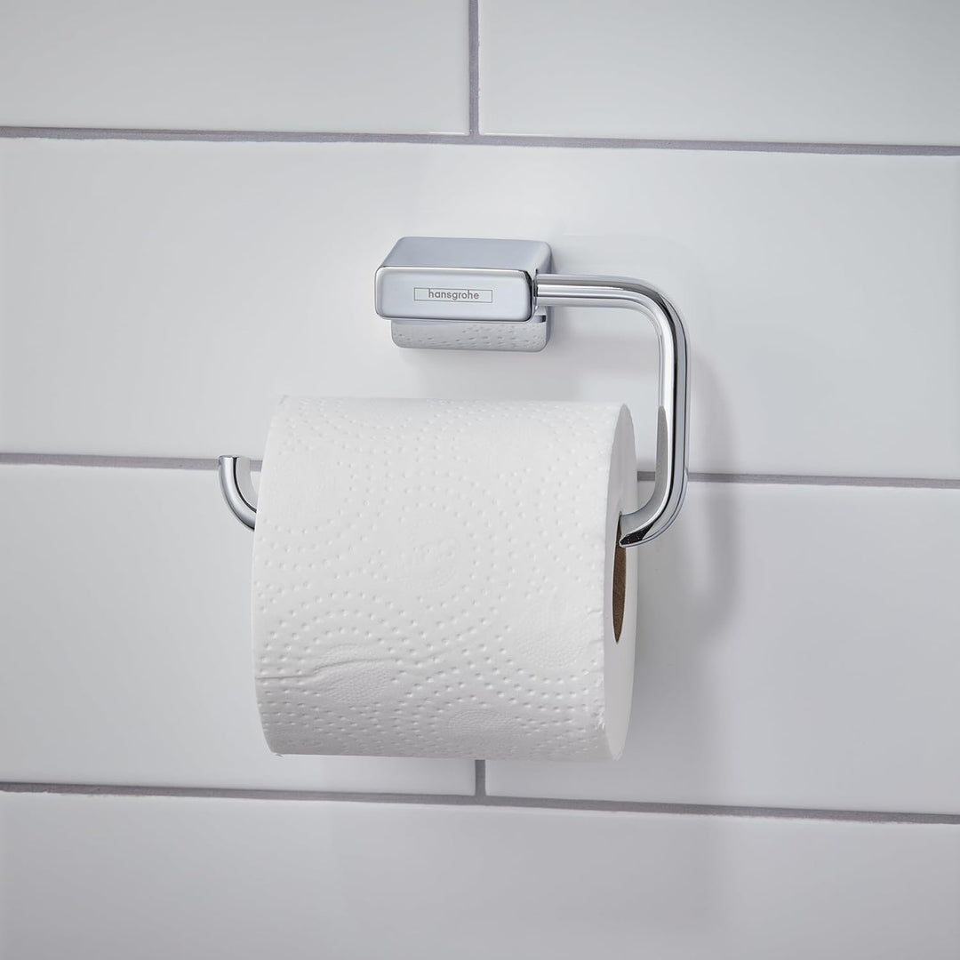 hansgrohe Toilettenpapierhalter AddStoris, Klopapierhalter ohne Deckel, Chrom, 1 Rolle 1 Rolle ohne