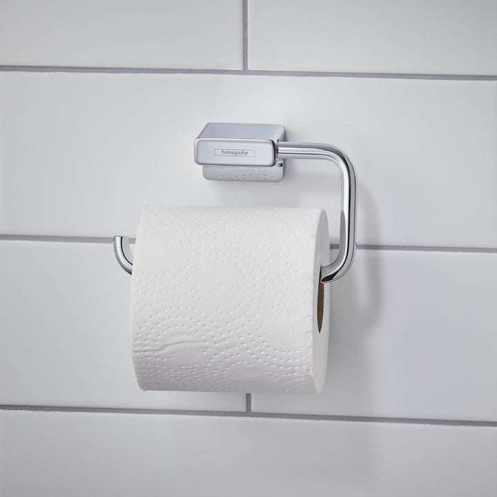 hansgrohe Toilettenpapierhalter AddStoris, Klopapierhalter ohne Deckel, Chrom, 1 Rolle 1 Rolle ohne