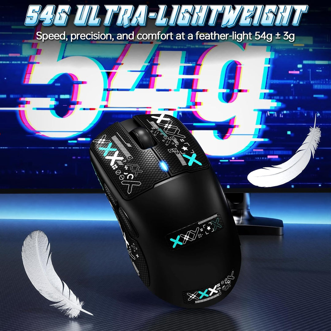 ZIYOU LANG × A.JAZZ AJ159V2MC Kabellose Leichte Gaming-Maus, Austauschbare Dual-Batterien, 54 g Ultr