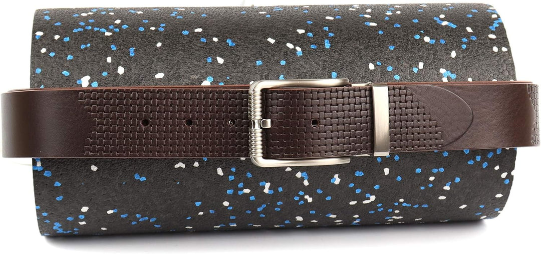 Anthoni Crown Jeansgürtel, Unisex, Dunkelbfraun, Vollnarbenleder, Flechtgürtel- Prägung, Breite 40 m