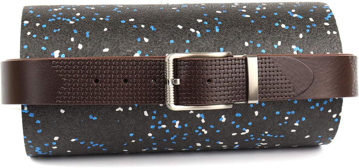 Anthoni Crown Jeansgürtel, Unisex, Dunkelbfraun, Vollnarbenleder, Flechtgürtel- Prägung, Breite 40 m