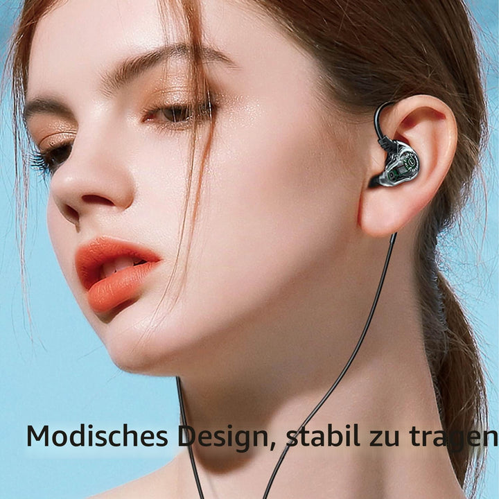 Dual-Treiber Kopfhörer mit Kabel 3,5mm Klinke Ohrhörer mit Bügel | Hifi, Bass, Aux, Mikrofon, Sportk