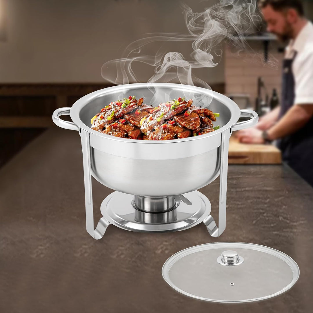 8.5L Chafing Dish Rund, 42cm Edelstahl Warmhaltebehälter, Speisewärmer, Deckel Kann Aufgehängt Werde