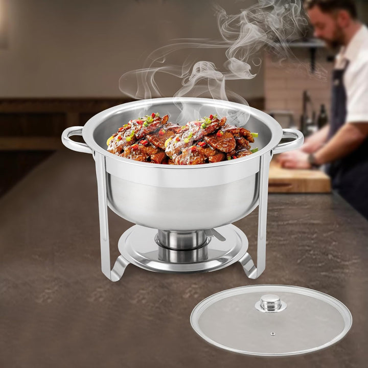 8.5L Chafing Dish Rund, 42cm Edelstahl Warmhaltebehälter, Speisewärmer, Deckel Kann Aufgehängt Werde