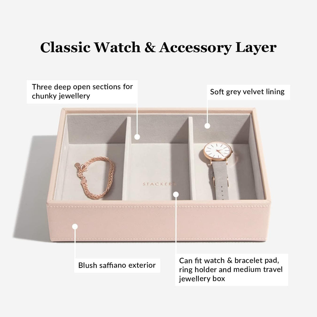 Stackers Blush Schmuckschatulle Tief Schmuckfach für Uhren/Accessoires Blush Pink, Blush Pink