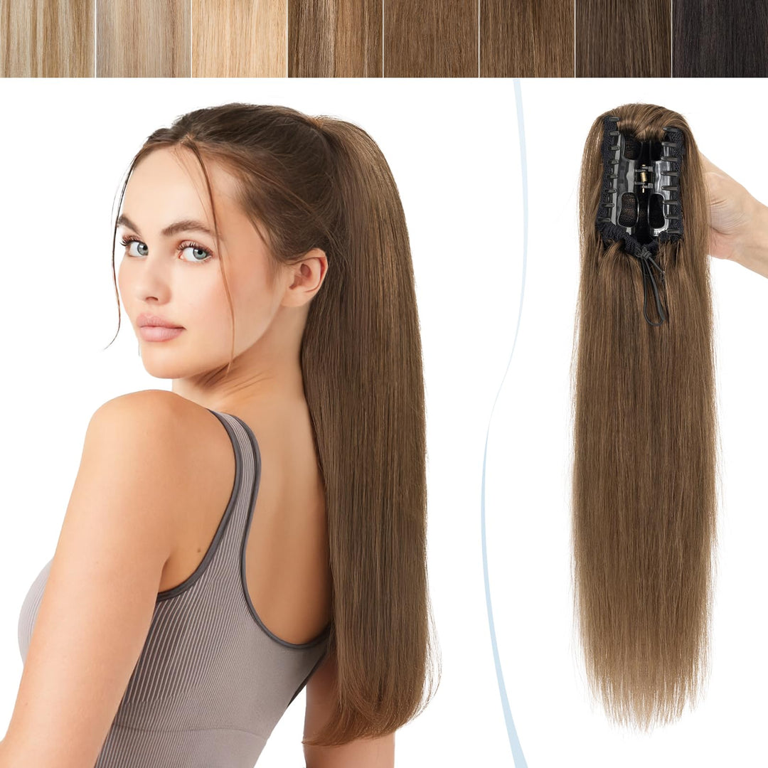 SEGO Ponytail Extension Echthaar Pferdeschwanz Zopf Clip in Haarteil Haarverlängerung 100% Remy Haar