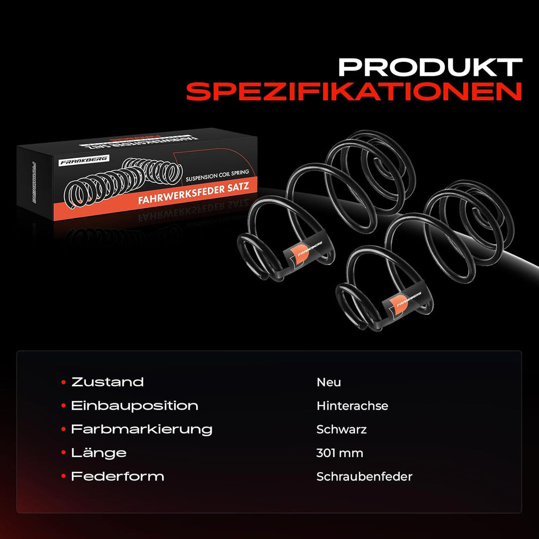 Frankberg 2x Federn Fahrwerksfeder Hinterachse Kompatibel mit Astra G CC F08 F48 1998-2004 Astra G S