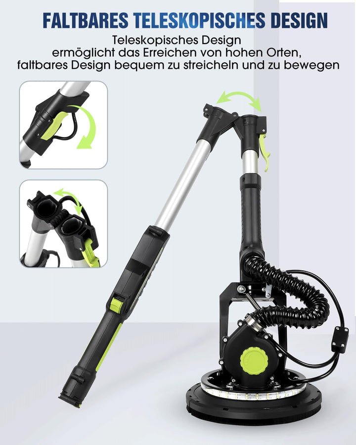 Trockenbauschleifer 900W, Wandschleifer & Deckenschleifer mit Absaugung, 1800 U/min, 6-Stufen Geschw